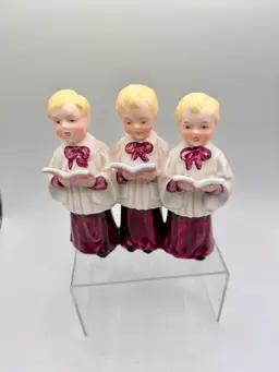 Vintage Christmas Japan Three Choir Boys Singing Combo Music Porcelain Figurine