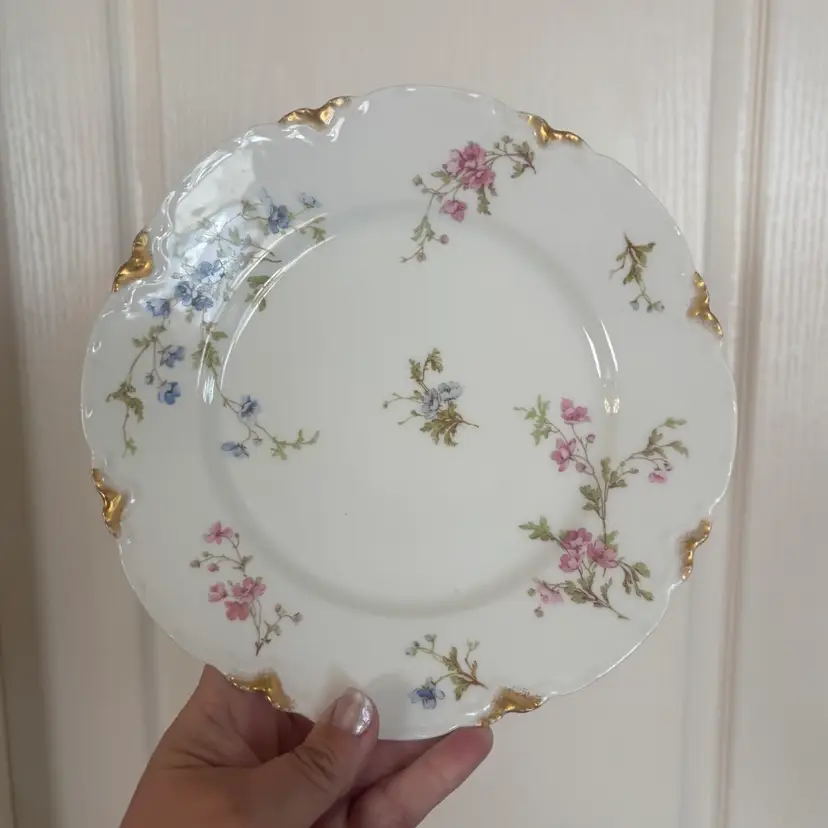 Vintage Haviland Limoges France Pink & Blue Floral Porcelain Plate
