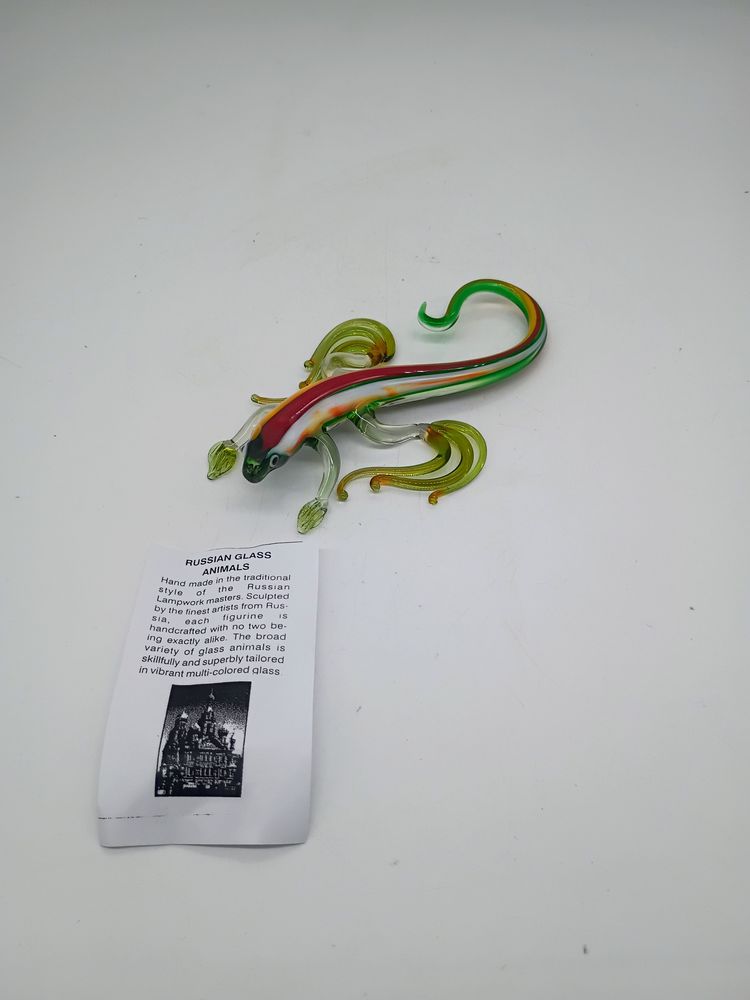 Hand Blown Russian Art Glass Long Toed Salamander Lizard Figurine
