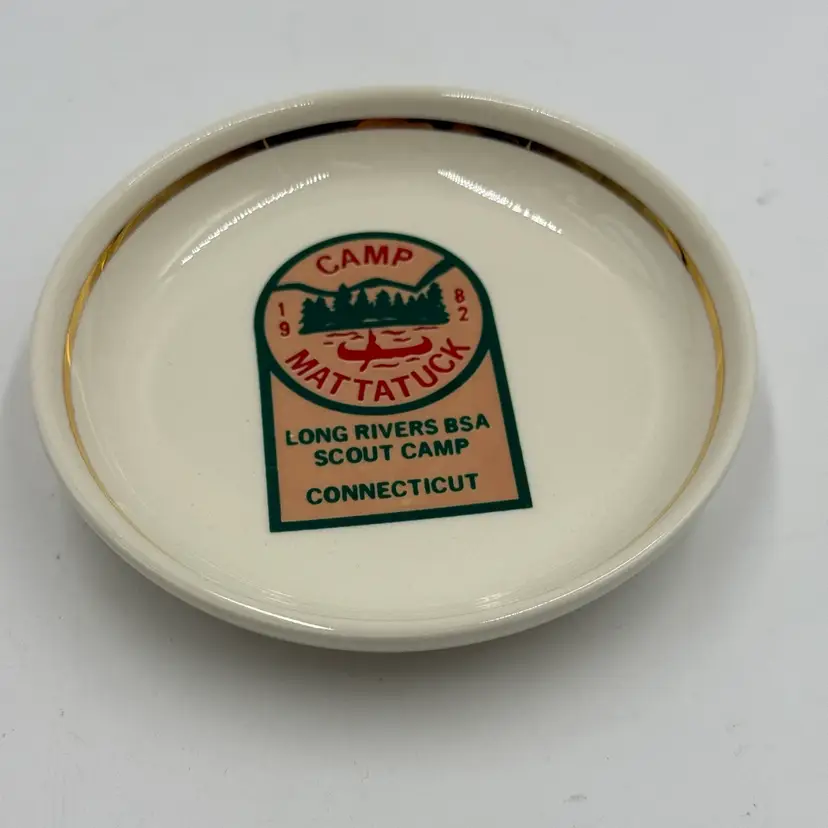 Boy Scout 1982 Camp Mattatuck Long Rivers Scout Camps Connecticut Ceramic Trinket Dish