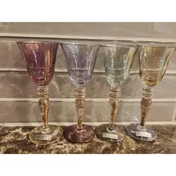 Vintage Henriette Fine Glass Hand Made Iridescent Glass Set