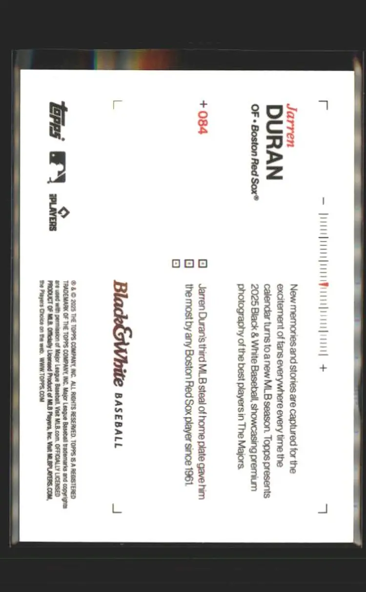 2025 Topps Black & White #084 Jarren Duran Green #/99 - (137) - Boston Red Sox