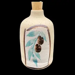 Handmade Olive Oil Bottle, High Fired Ceramic, Signed Batya Erdstein, Israel
