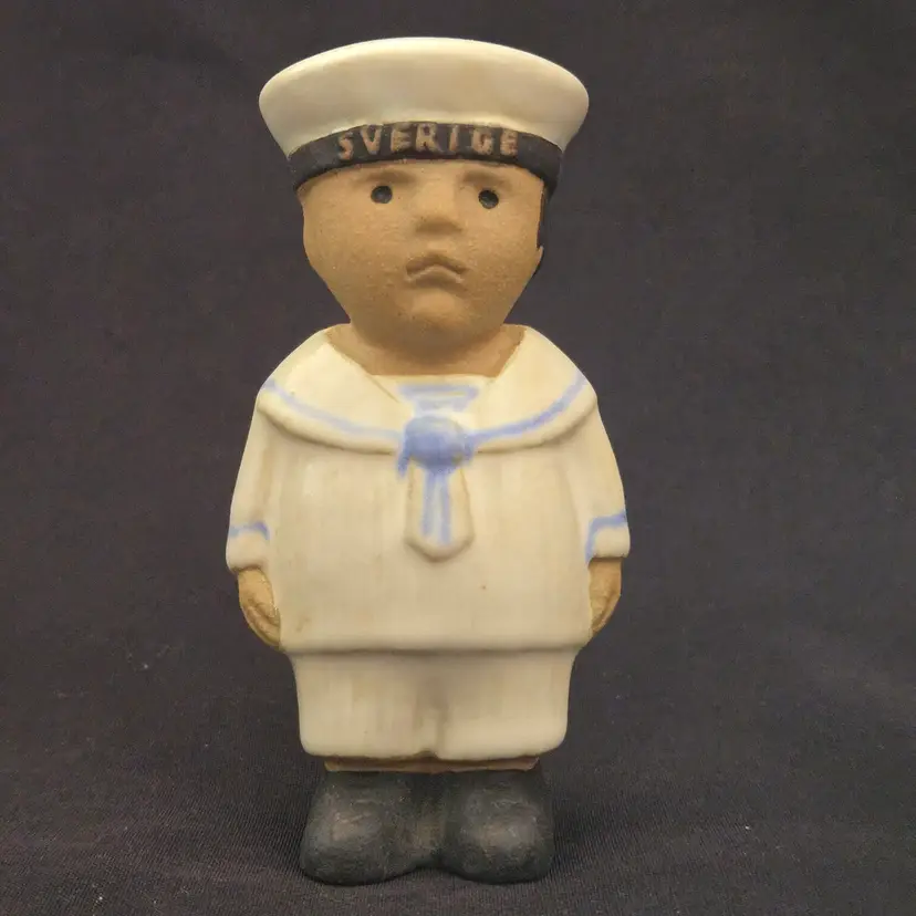 Lisa Larson Ceramic Figurine SVERIGE Sailor Boy Sweden 4⅝" Tall Stamped Vintage