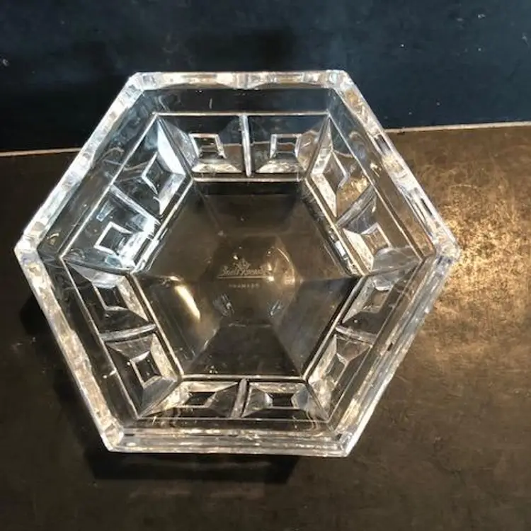 Signed Rosenthal Domus Crystal Clear Glass Hexagon Bowl