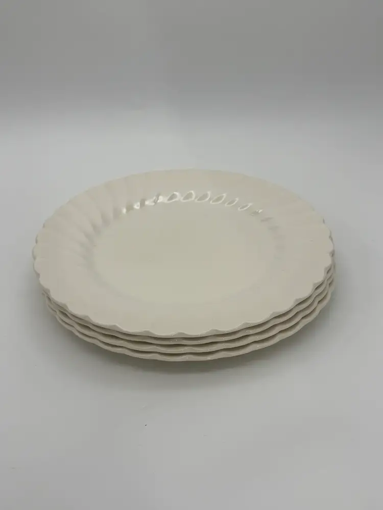 Myott Staffordshire England Old Chelsea White Swirl Dinner Plates 10” Set Of 4