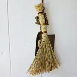 "The Victory" Vintage Brass Crumb Tray (Silent Butler) with Handmade Crumb Brush Options by Brooms by Jenza