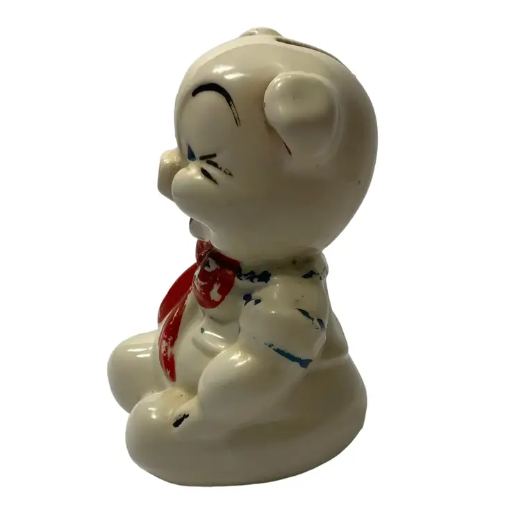 Cold Painted Shawnee Piggy Coin Bank 7”