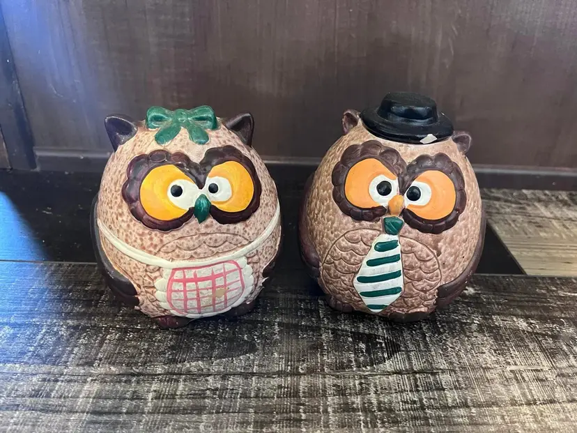 Vintage Owl Banks Set Of 2