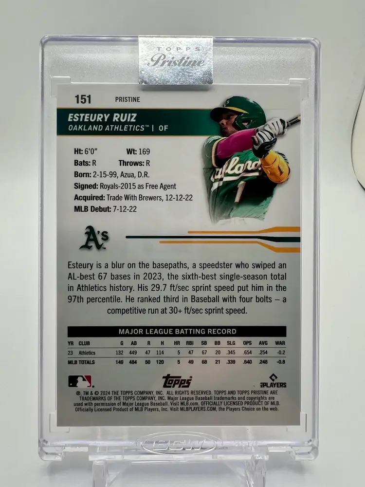 Esteury Ruiz 2024 Topps Pristine Encased Gold Refractor /50 - Athletics