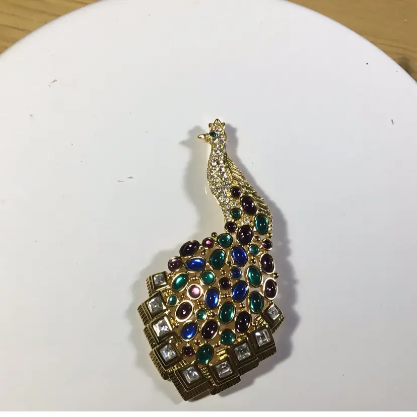 Nolan Miller Peacock Brooch