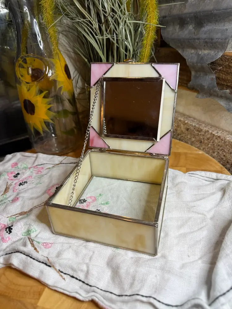 Vintage Stained Glass Jewelry Box 5.5”