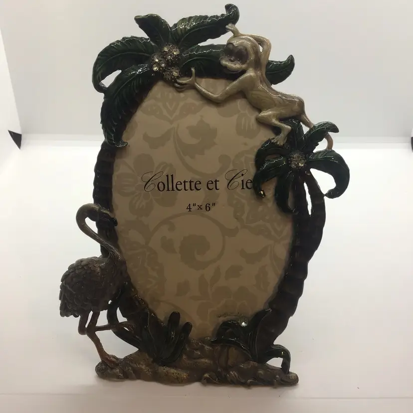 Collette et cie Enamed Metal Picture Frame Monkey, Jungle, Flamingo, Safari,