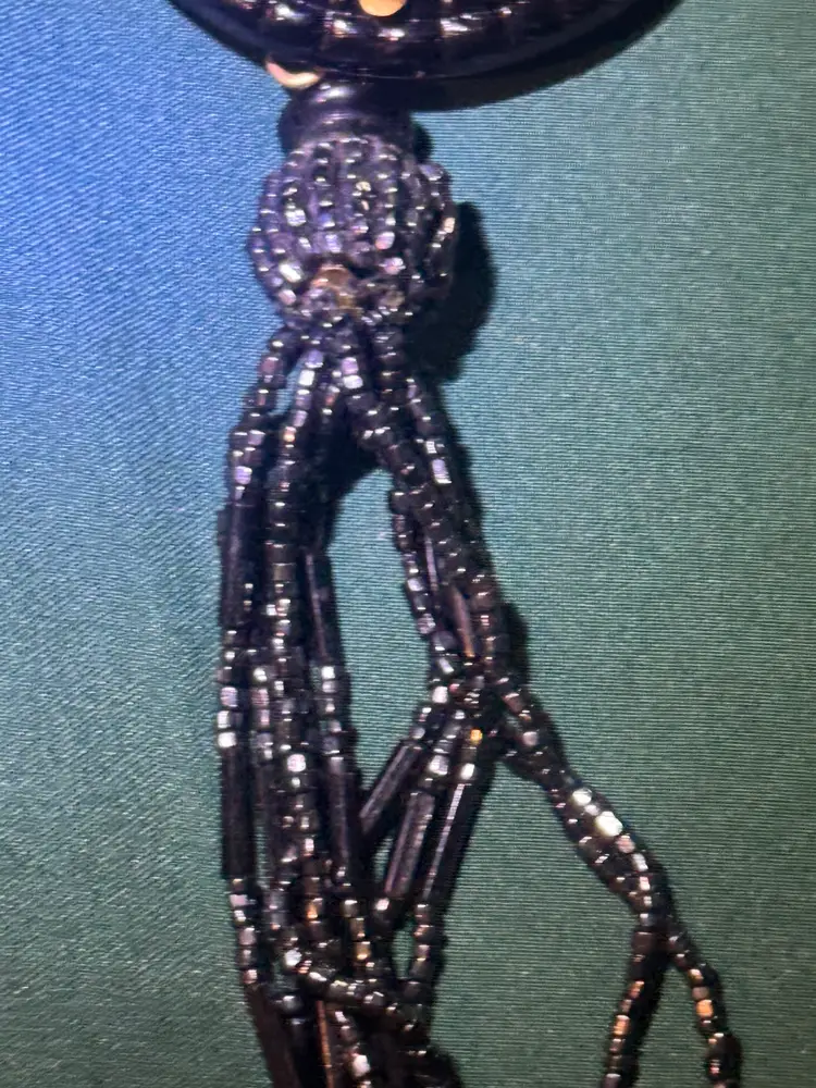 Vintage Czech Bohemian Art Glass Black Necklace