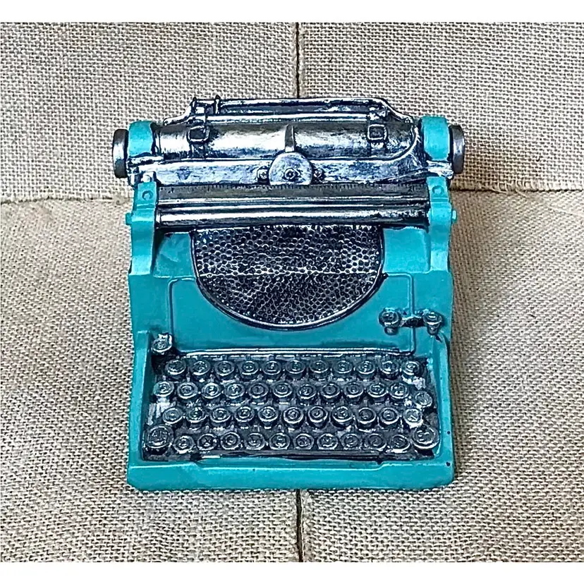 Teal Typewriter Coin Bank Writer Author Gift Retro Old School Novelty Fun Cute