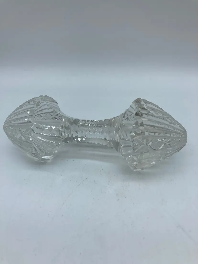 Vintage Crystal Brilliant cut glass barbell-shaped knife rest