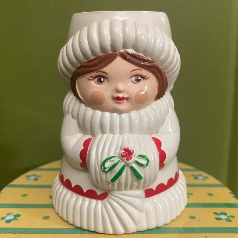 Vintage Avon Winter Girl Single Taper Candle Holder