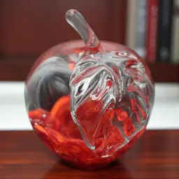 Wheaton Village Art Glass Apple Paperweight Signed Red Swirl Hand Blown Studio Glass Large 2#8oz