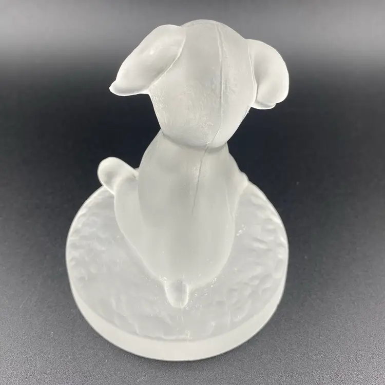 Vintage Dog Frosted Glass Paperweight Figurine Cottagecore Retro Heavy