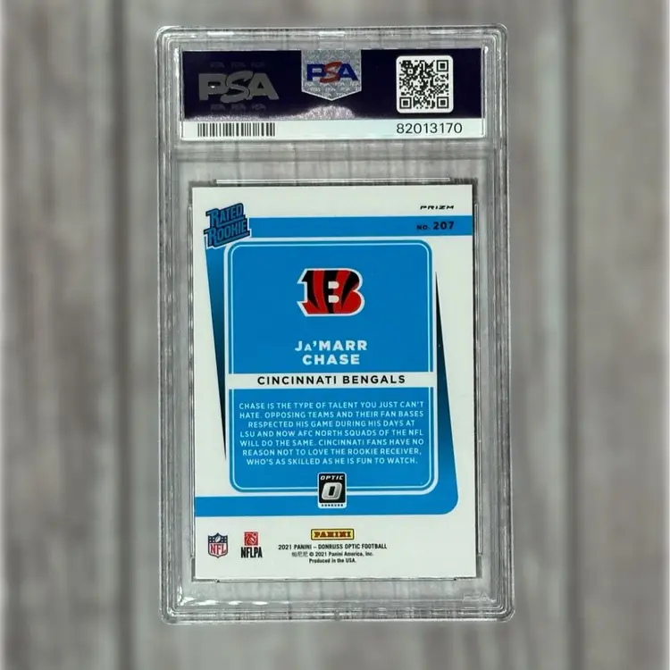 2021 NFL Donruss Optic Jamarr Chase Purple Shock Prizm Rookie RC PSA 9 