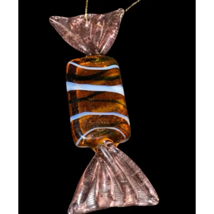 #02- Just In Large 1980/90s Art Glass Hand Blown Candy 2.75" X 3/4"