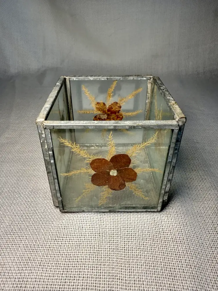 Vintage Pressed Flower Votive Holder