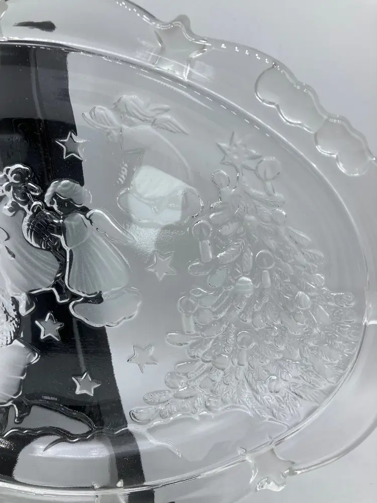 MIKASA Holiday Lights Crystal  Dish 9 1/4" Angel Frosted Accent