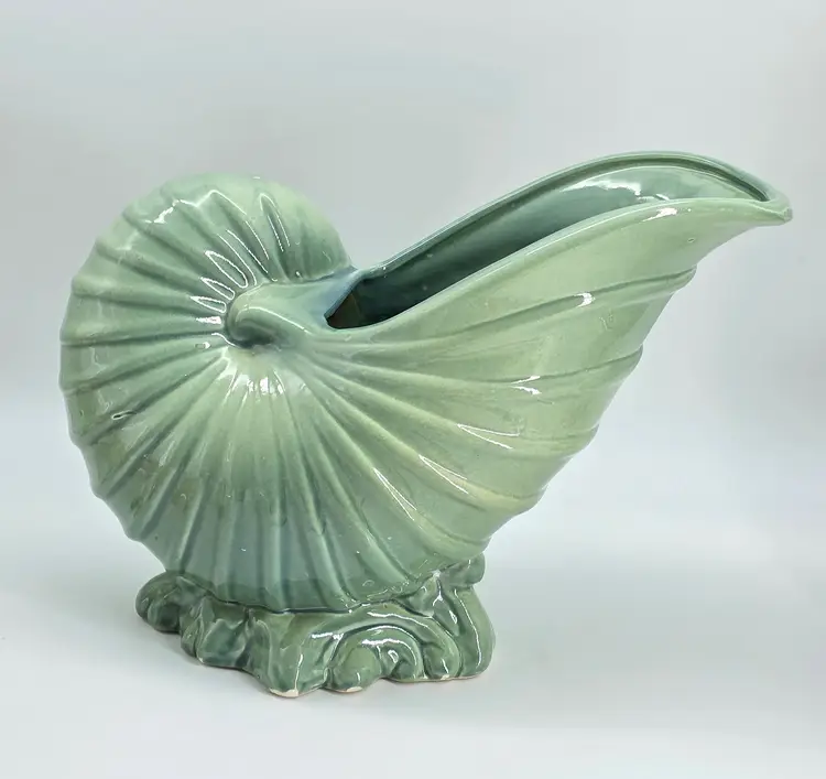 Large Ceramic Vintage Nautilus Shell Planter
