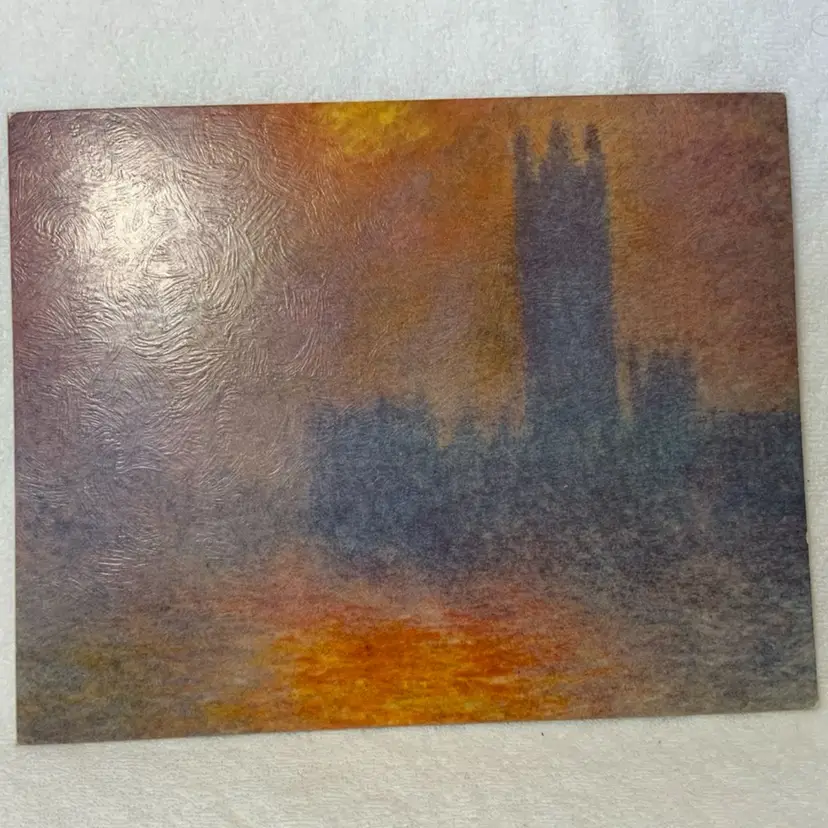 Conoco Oil Gas Advertising Postcard Lithography Fine Art Print “Houses Of Parliament” By Claude Monet 19th Century French Impressionist