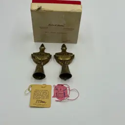 Bells Of Sarna India Vintage MCM Brass Bell Door Knockers Hustle And Shhh W/ Original Box & Tags