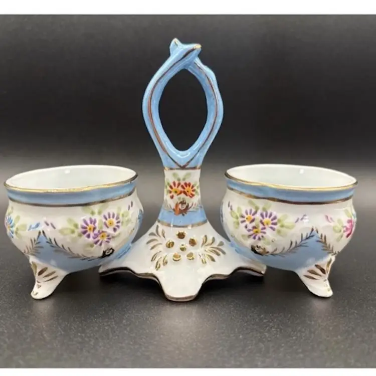 RARE Limoges China Spice Cups Salt Dip Server Vintage Pink