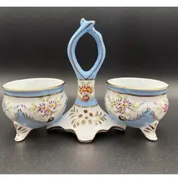 RARE Limoges China Spice Cups Salt Dip Server Vintage Pink