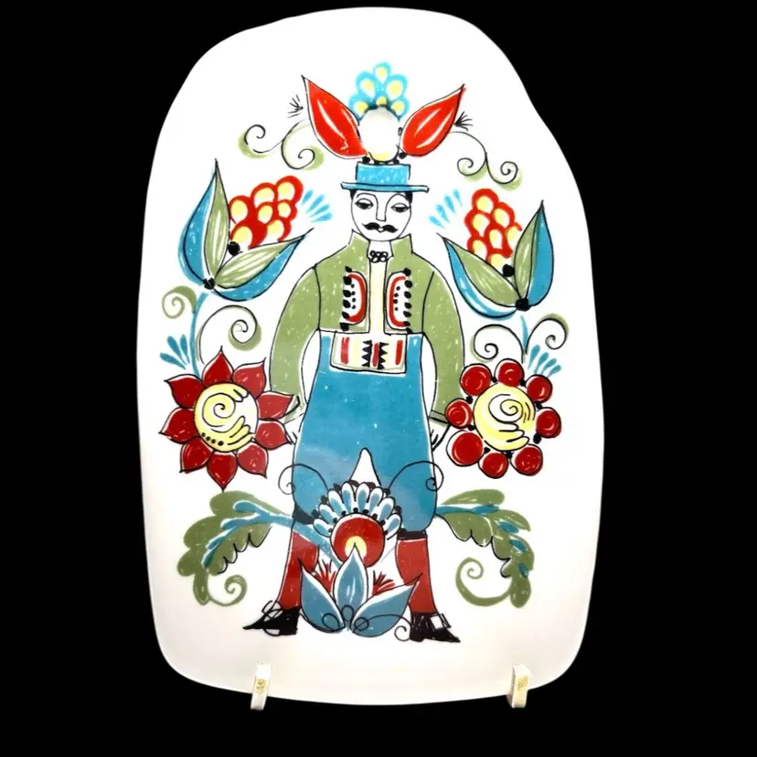 Figgjo Flint “FF” Norway SAGA Norsk Design Norwegian Wall Plaque. Hand painted. Bright Beautiful Colors!