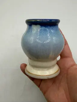 PIGEON RIVER POTTERY 2008 Blue Drip Glaze Art Pottery Votive Candle Holder 3.5"