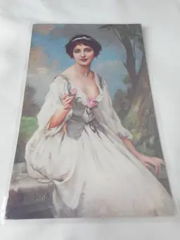 Vintage Postcard 1913 posted w/ stamp Bern Switzerland Young girl with rose