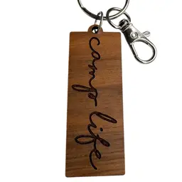 New Wooden Camp Life Engraved Keychain