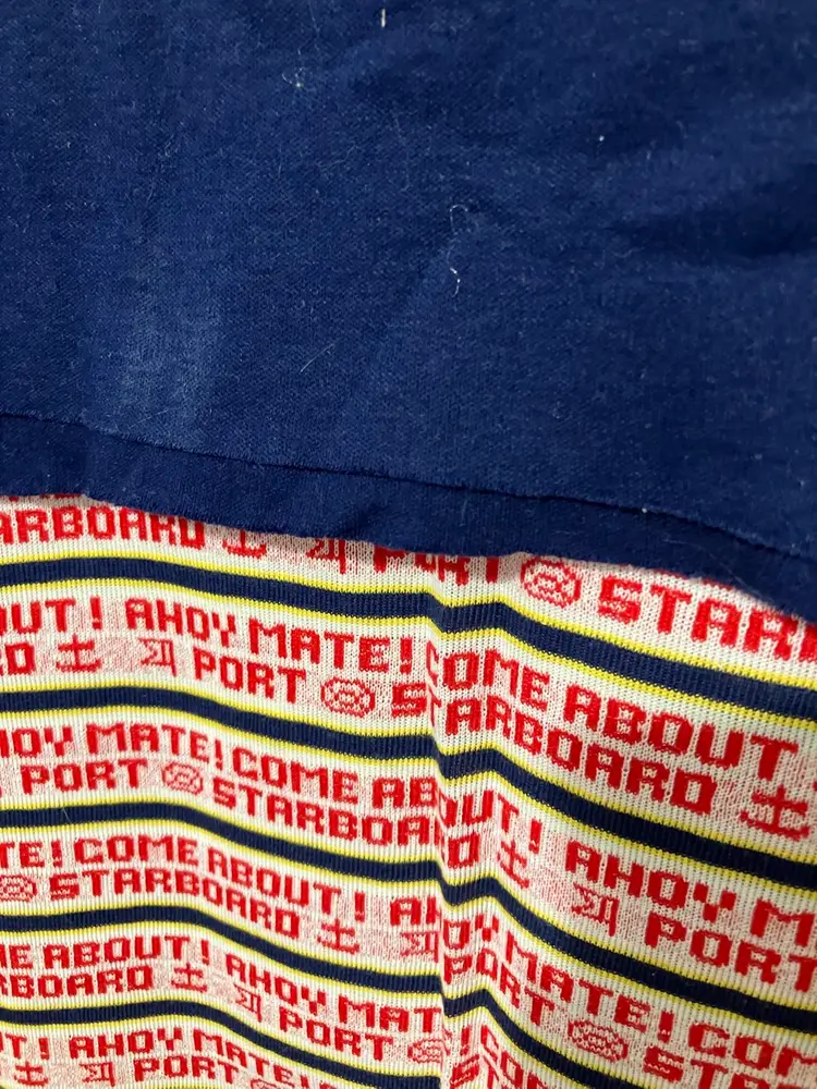 Fabric - Cotton Blend Knit - Boating /Sailing Print With Separate Long/Edging Navy Fabric 60”w 46” & 13”L Respectively