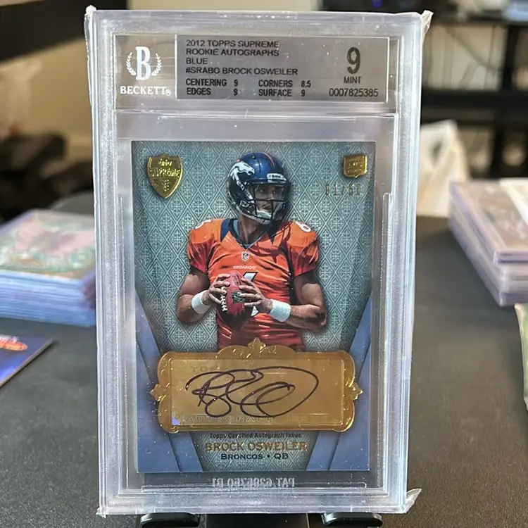 2012 Topps Supreme Brock Osweiler RC Auto Blue Parallel 1/50 BGS 9 Mint / 10 Auto