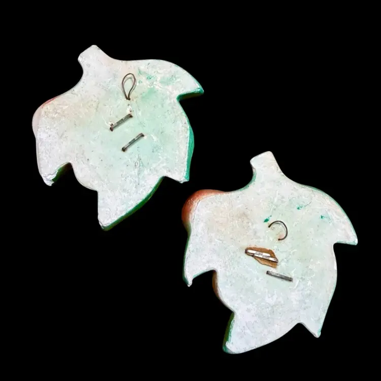 Vintage Retro Chalkware Fruit Plaques, Cherry Pair, 2 Pieces, Wall Decor AS IS