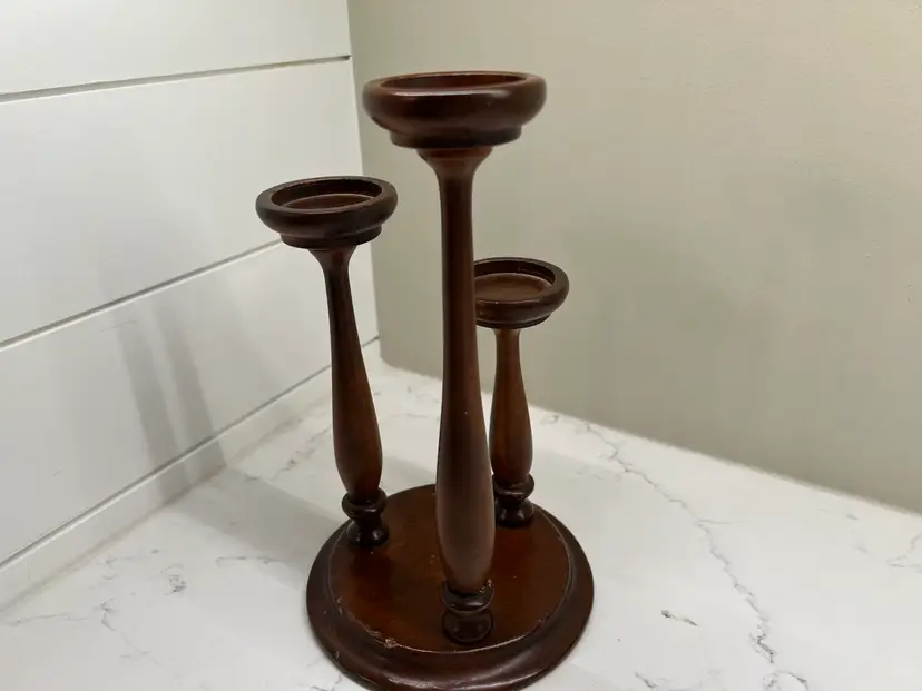 Vintage Wooden Candle Holder — for votives or glass candle holders.