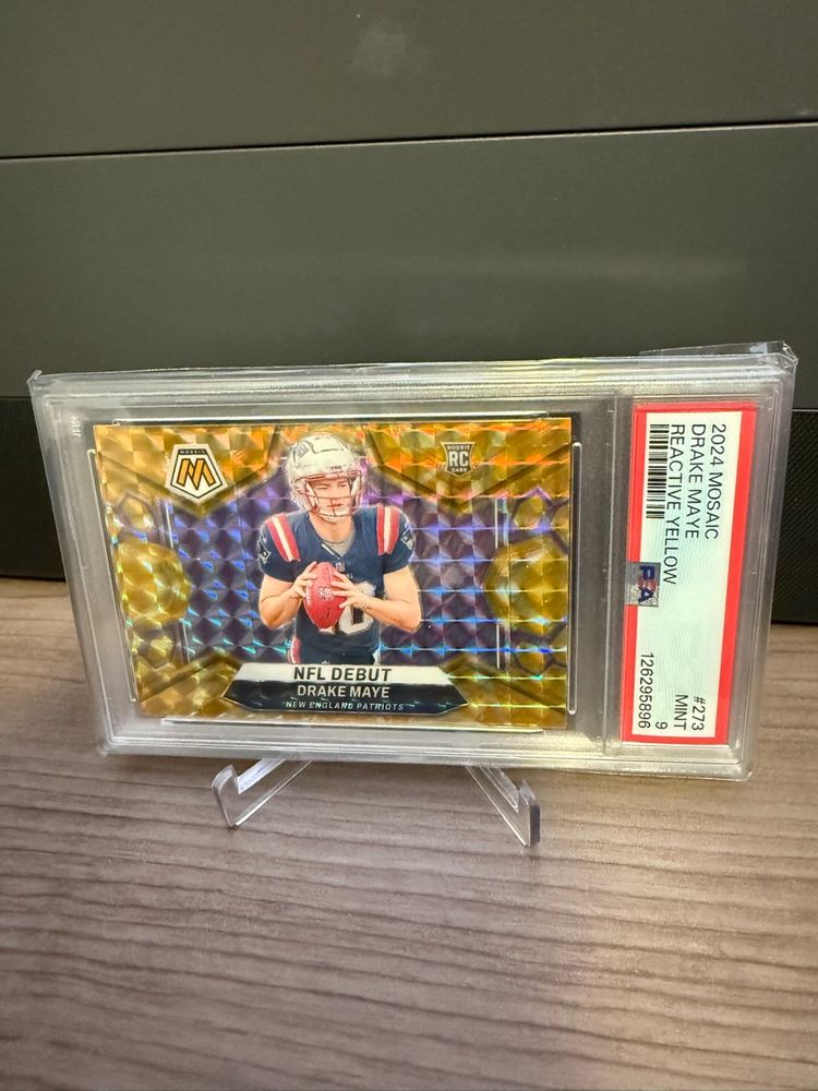 Drake Maye 2024 Mosaic Reactive Yellow PSA 9