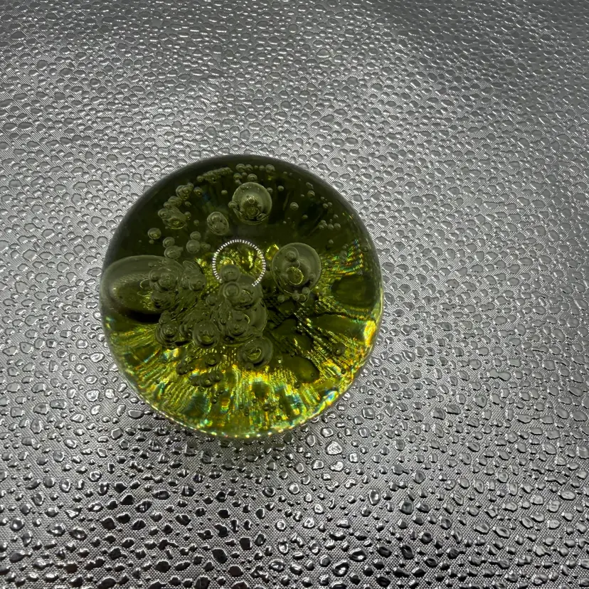 Vintage Clear Art Glass Paperweight With Bubbles