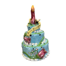 2008 Heather Goldminc Blue Sky Ceramic Birthday Cake Tea Light