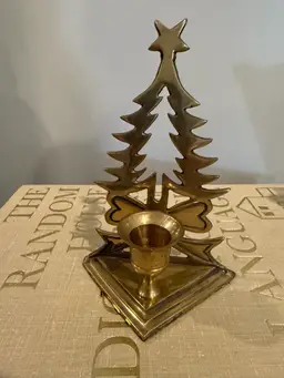 Solid Brass Christmas Tree Candleholder