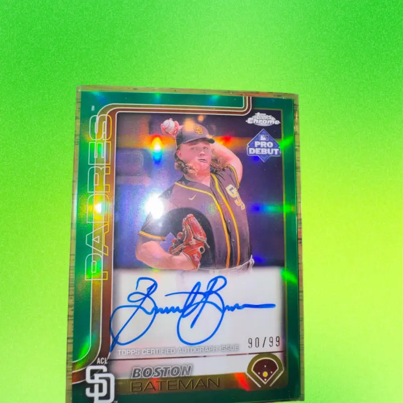 2025 Topps Pro Debut Boston Bateman Green Foil Auto RC Rookie Card SP /99 San Diego Padres