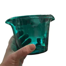 BLENKO Art Glass Hand Blown TEAL Two finger bowl #CW7 Williamsburg Collection