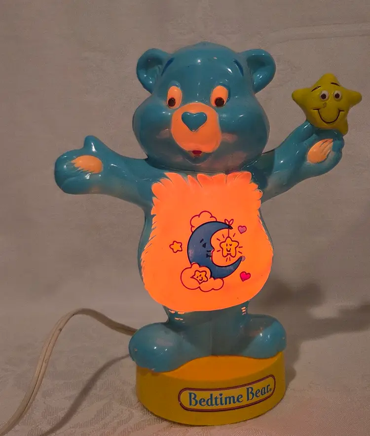 Vintage Care Bears 1991 Blue Bedtime Bear Portable Lamp/Nightlight- Tested Works