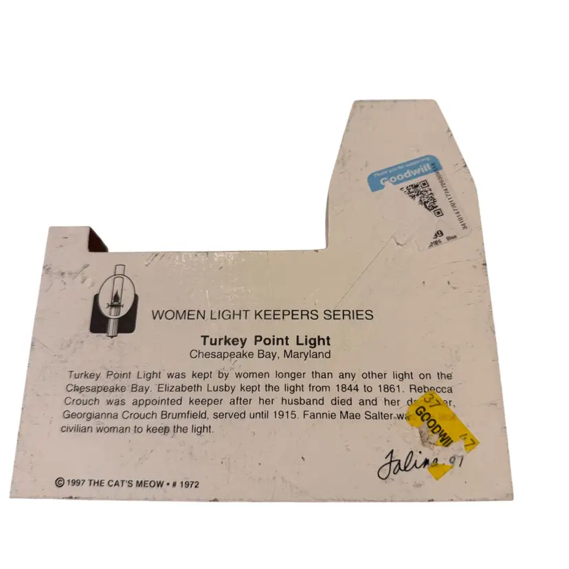 Turkey Point Light House Women Light Keeper Shelf Sitter Faline Cat's Meow 1997