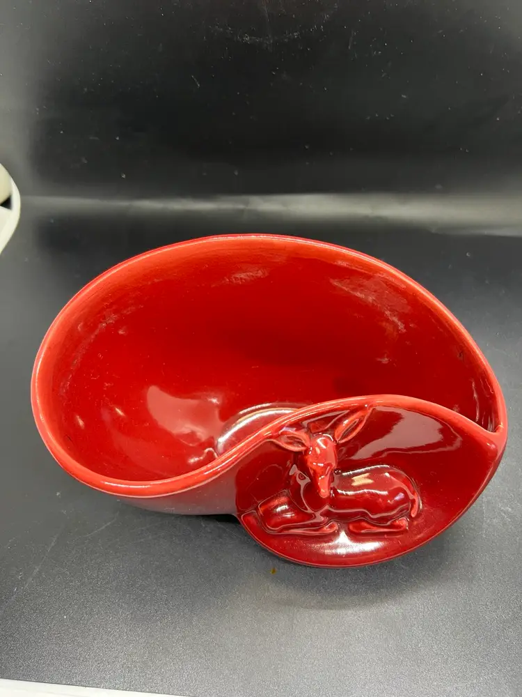 Vintage Asymmetrical Fawn Deer Planter Dish