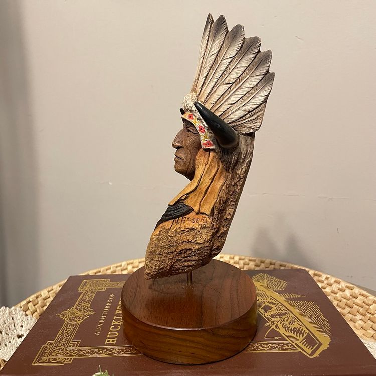 Neil J. Rose Native American Chief Resin Sculpture He Who Rides a Shadow